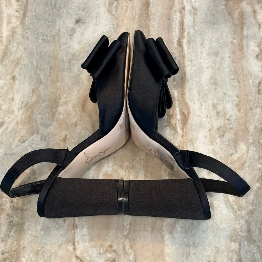Women’s JESSICA SIMPSON Naomia elegant Black satin bow heels- Size 7.5 - Picture 5 of 7